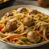 Black Pepper Beef Ball Fried Udon