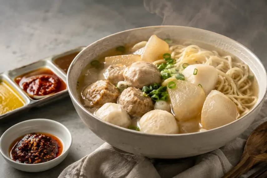 Hong Kong Cart Noodles Fish Balls Beef Balls Radish Sauce Guide