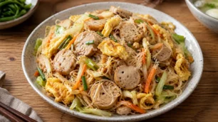 Mushroom And Pork Ball Fried Rice Vermicelli